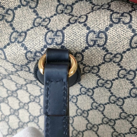 GG Supreme Monogram Linea A Foldover Tote Beige Blue Hibiscus Red - Picture 8 of 16